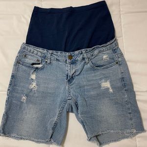 ASOS Bandia Maternity Jean Shorts Stretchy Denim Distressed